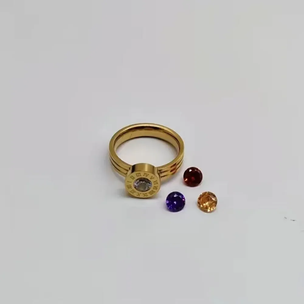 ✨🆕✨ Stunning 18K Gold Plated Over Titanium Numeral Zircon Interchangeable Ring✨